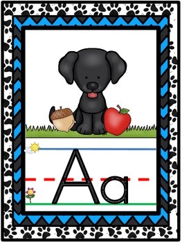 Preview of Dog Themed Alphabet Line {Classroom Decor} Black and Blue