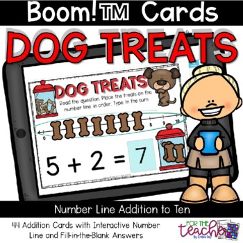 Preview of Dog Treats! Number Line Addition within 10 {Boom Cards™}