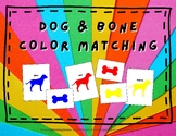 Dog and Bone Color Matching Activity Flashcards for Presch