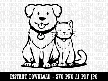 Preview of Dog and Cat Best Pet Friends Clipart Instant Digital Download