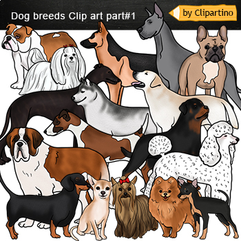 Preview of Dog breeds Clip art part 1/ Dog Clip Art commercil use