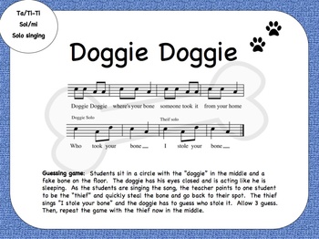 Doggie Doggie- Beat, word rhythm, fun game! Kodaly FREE