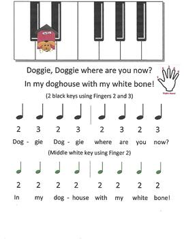 Doggie Song: Finding note 'D' on the piano. by Kim Haas | TpT