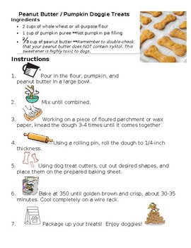 Preview of Doggie Treats Visual Recipe for Special Needs Students with Autism