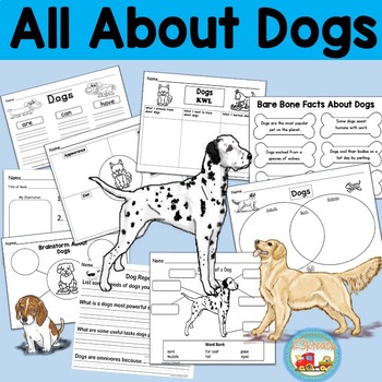Preview of All About Dogs, Writing Activities, Graphic Organizers, Diagram