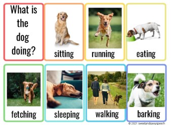 Dogs Action Verb Cards by Sweet and Savvy Speech | TPT