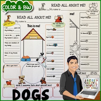Preview of Dogs All About Me Worksheet {Dollar Deals Paper/Poster/Printable/Page}