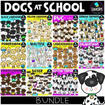 Preview of Dogs At School Mega Bundle {Educlips Clipart}