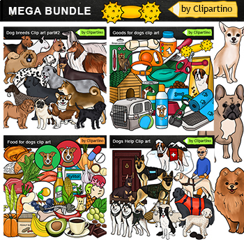 Preview of Dogs Clip art Bundle/ Dogs clipart commercial use Dog/ Breeds Clip Art 