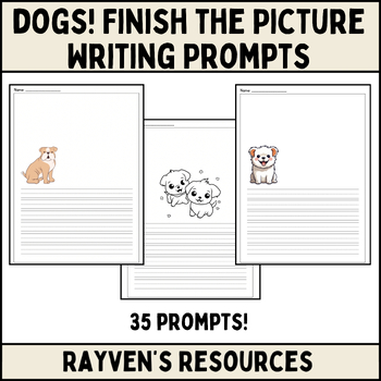 Dogs! Finish the Picture Creative Writing Prompts, K/1st Grade, Writing ...