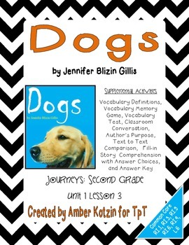 grade vocabulary english for 5 Unit Journeys Supplemental Activities Grade Dogs 1 2nd