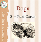 Dogs Three Part Cards Cursive