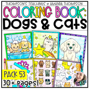 Preview of Dogs and Cats Coloring Pages | Coloring Sheets | Animal Coloring Books