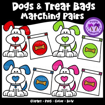 Preview of Dogs and Treat Bags Matching Pairs Clipart