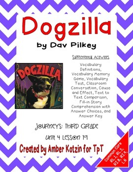 Preview of Dogzilla Activities 3rd Grade Journeys Unit 4, Lesson 19 (2011 version)