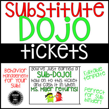 Preview of Dojo Substitute Tickets Editable Freebie