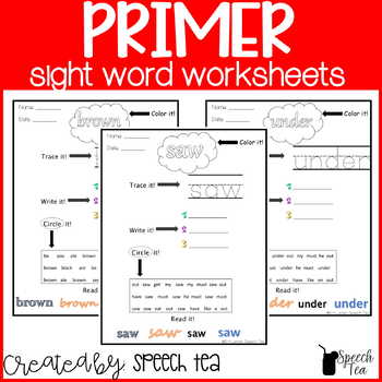 primer sight words worksheets