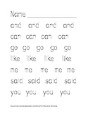 Dolce Sight Word Tracing Worksheets PDF