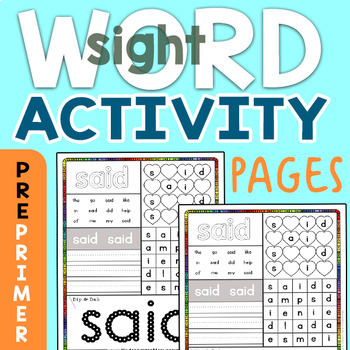 Preview of Dolch 220 PrePrimer Sight Word Activity Sheets