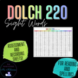 Dolch 220 Sight Word Assessment and Data Recording Resources