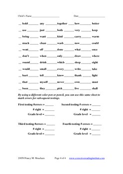Dolch 220 Sight Word Test by Nancy Meacham Cole | TpT