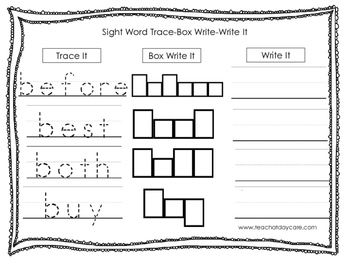 dolch 2nd grade trace box write write worksheets preschool 2nd grade