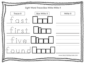 dolch 2nd grade trace box write write worksheets