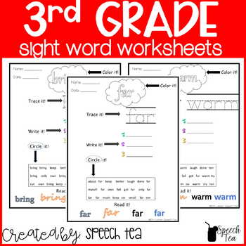 3rd grade sight words worksheets pdf