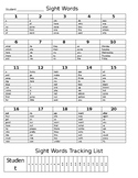 Dolch And Fry Sight Word List and Tracking Sheet