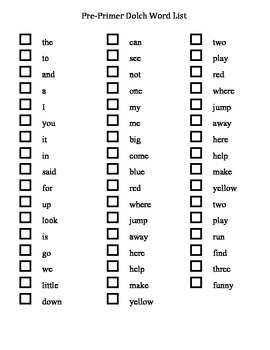 Dolch Checklist by Michelle Kei | TPT