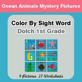 Dolch First Grade: Color by Sight Word - Ocean Animals Mys