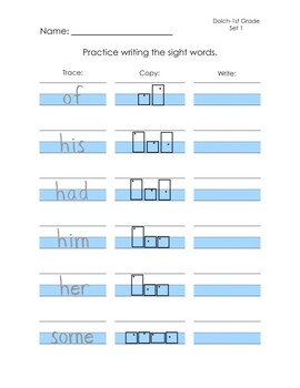 dolch first grade handwriting worksheets by ot classroom tpt