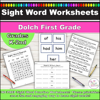Preview of Dolch First Grade Sight Words Printable Worksheets
