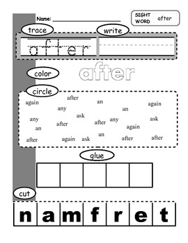 Dolch First grade: sight word worksheets by Kaylee's ...