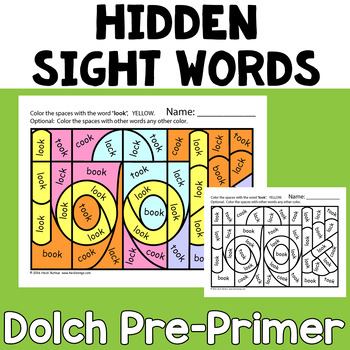 Preview of Dolch Hidden Sight Word Worksheets - Pre-Primer - Heidi Songs