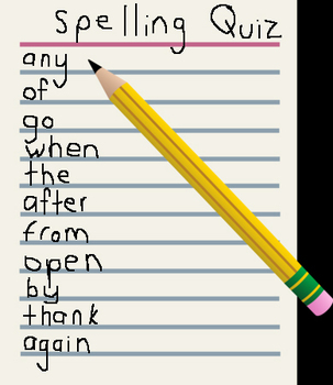 Preview of Dolch High Frequency Words Audio Spelling Quiz #16