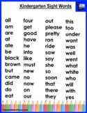 Kindergarten Sight Words