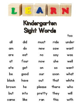 Dolch Kindergarten Sight Words by ThePrimaryMaven | TPT