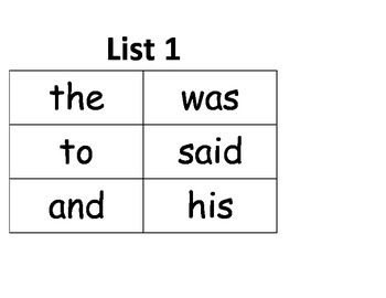 Preview of Dolch List 1-6 Flashcards for Sight Word Rings for Kids