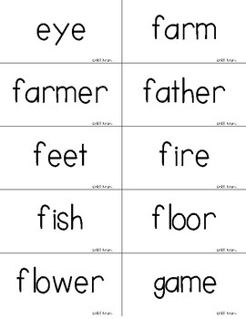 Dolch Noun Flashcards by Werwie in Kindergarten | TpT