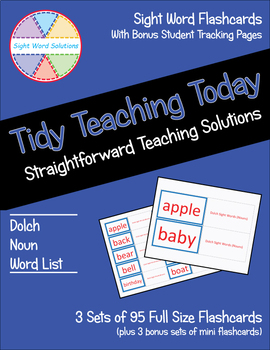 Dolch Noun Sight Words Flash Cards Free By Tidy Teaching Today