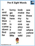 Pre-K Sight Words