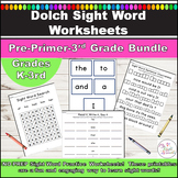 Dolch Pre-Primer-3rd Grade Sight Words l Printable Workshe