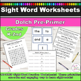 Dolch Pre-Primer Sight Words l Printable Worksheets