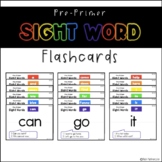 Dolch Pre-Primer Sight Word Flash Cards