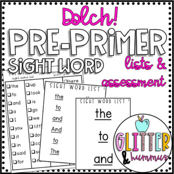 Preview of Dolch Pre-Primer Sight Word LISTS & ASSESSMENT
