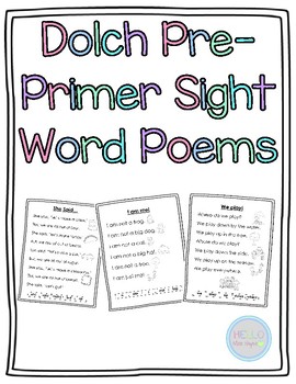 Preview of Dolch Pre-Primer Sight Word Poems