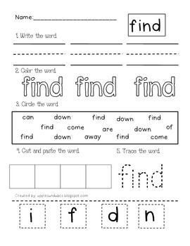 Dolch Pre-Primer Sight Word Printables by Michelle Griffo from Apples