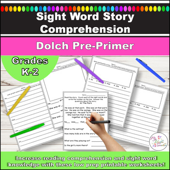 Preview of Dolch Pre-Primer Sight Words Reading Comprehension Printable Worksheets