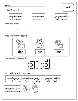Dolch Pre-Primer Sight Word Worksheets by Once Upon a Time in KinderLand